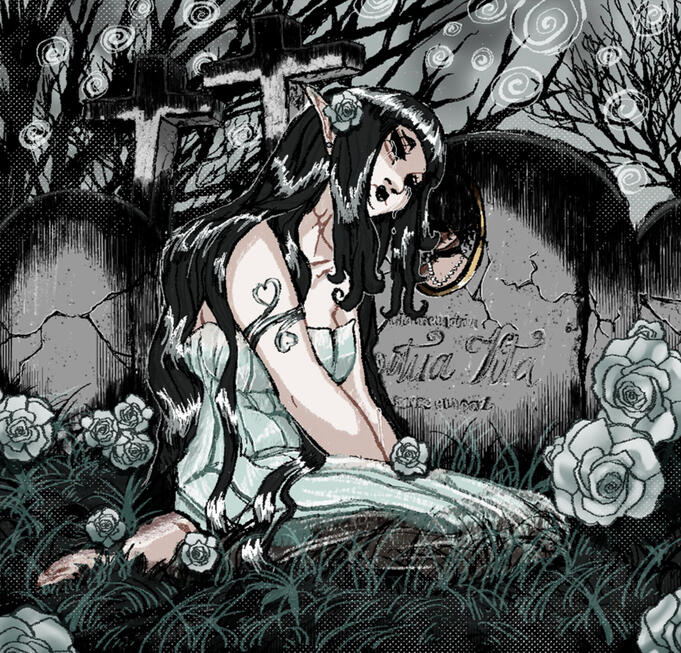 full body with detailed background: