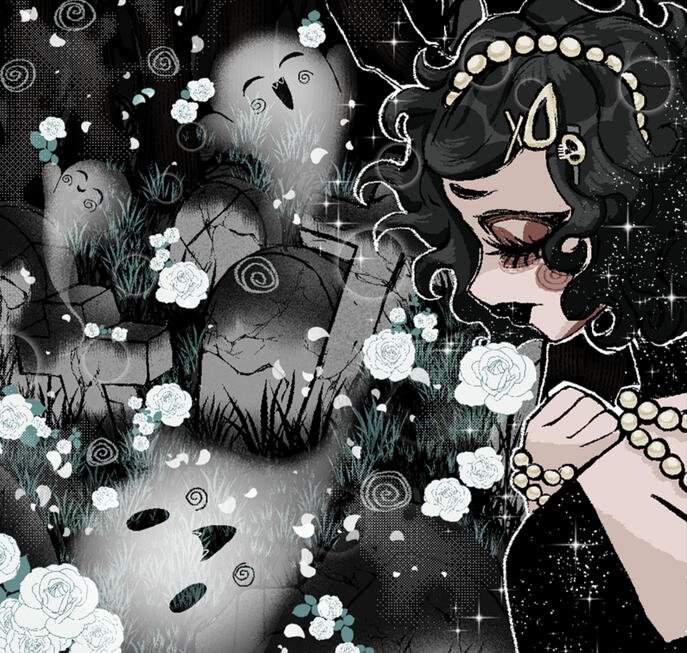 Bust up with detailed background: